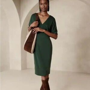 Banana Republic Soraya MIDI Dress, Hunter Green, Size 10